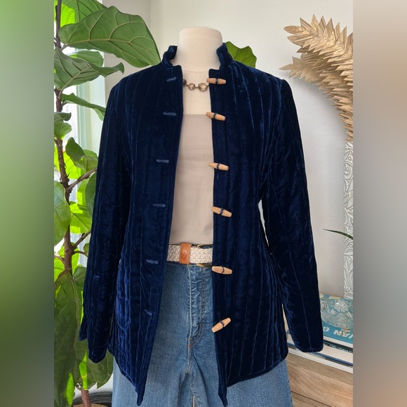 Vintage Jackets & Coats Vintage Quilted Jacket Blue Velvet Quilted